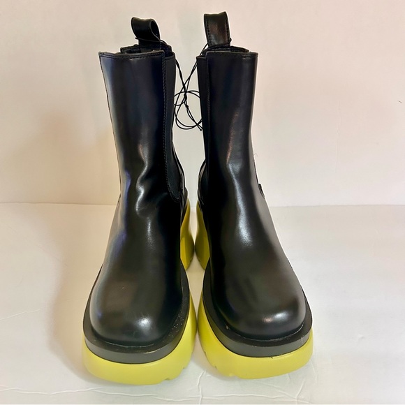 Liliana Chunky Lug Platform Boot Heels Black/Lime Green Sz 7 - Picture 2 of 7